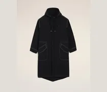 Schwarzer langer Parka aus Nylon Schwarz Unisex