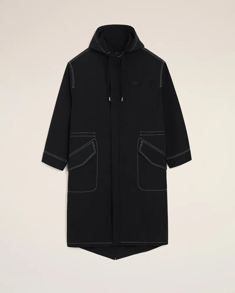 AMI Paris Schwarzer langer Parka aus Nylon Schwarz Unisex Schwarz