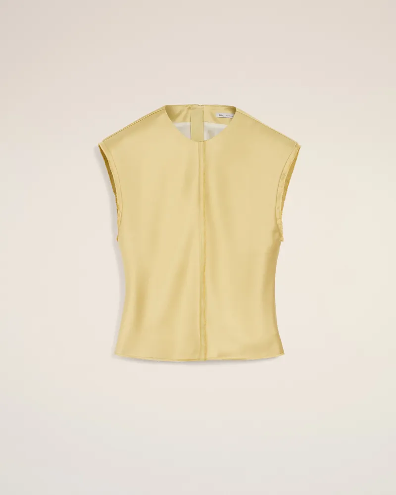 AMI Paris Grünes ärmelloses Top mit unversäuberten Kanten Gelb für Damen Lime