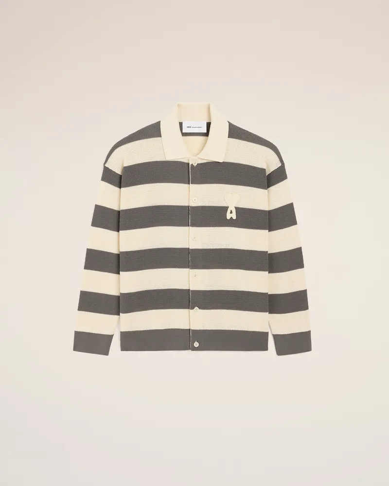 AMI Paris Weiß-braune Ami De Coeur Baumwolljacke Mehrfarbig für Herren Cremeweiss