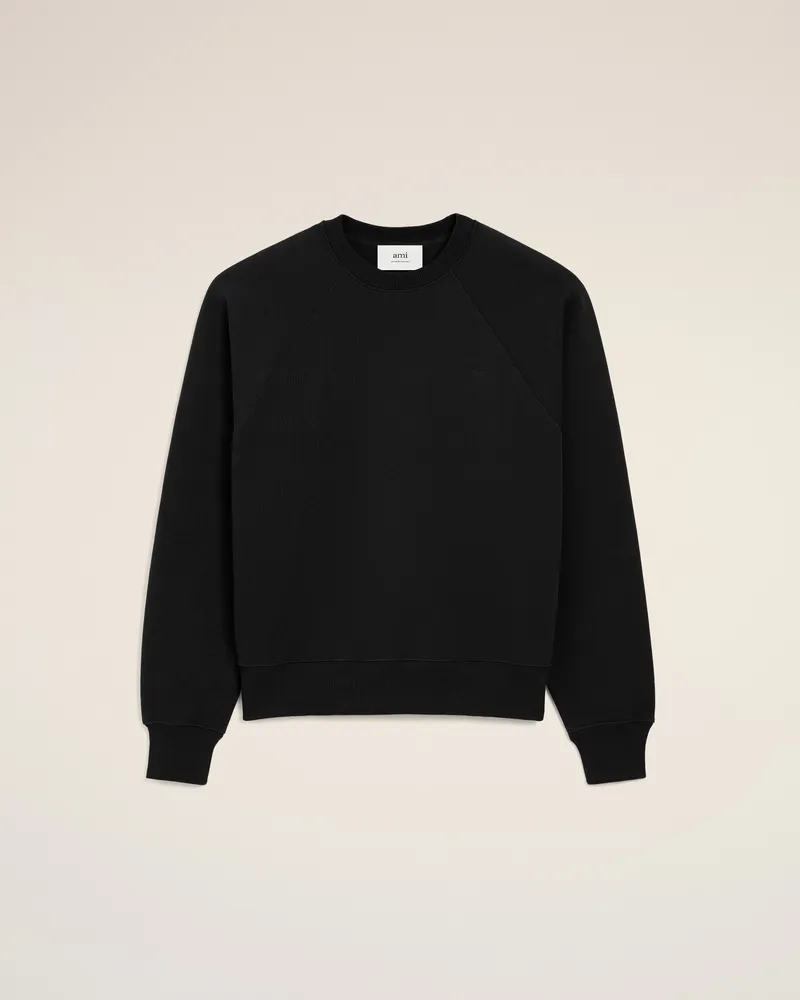 AMI Paris Ami De Coeur Sweatshirt aus schwarzer Baumwolle Schwarz Unisex Schwarz