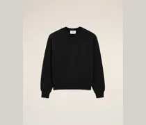 Schwarzes Sweatshirt aus Baumwolle mit Ami De Coeur Prägung Schwarz Unisex