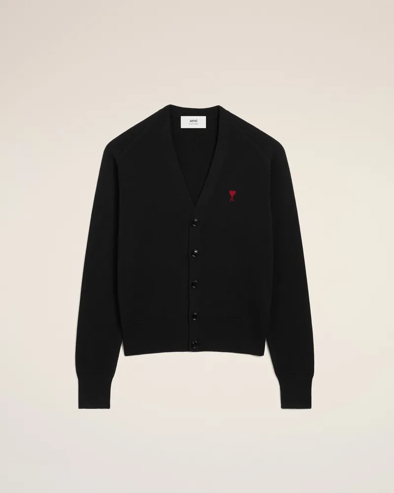 AMI Paris Ami de Coeur Strickjacke aus schwarzer Wolle Schwarz für Herren Schwarz