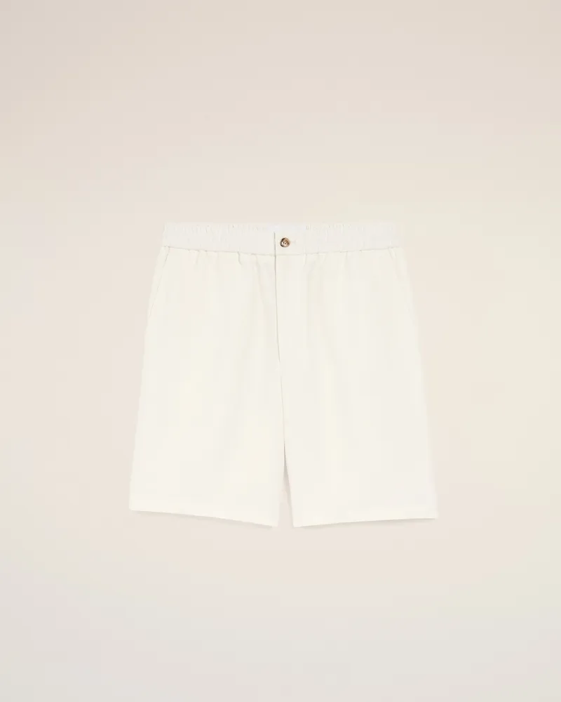 AMI Paris Beigefarbene Ami De Coeur Shorts aus Leinenmischgewebe mit elastischem Bund Weiß für Herren Weiss