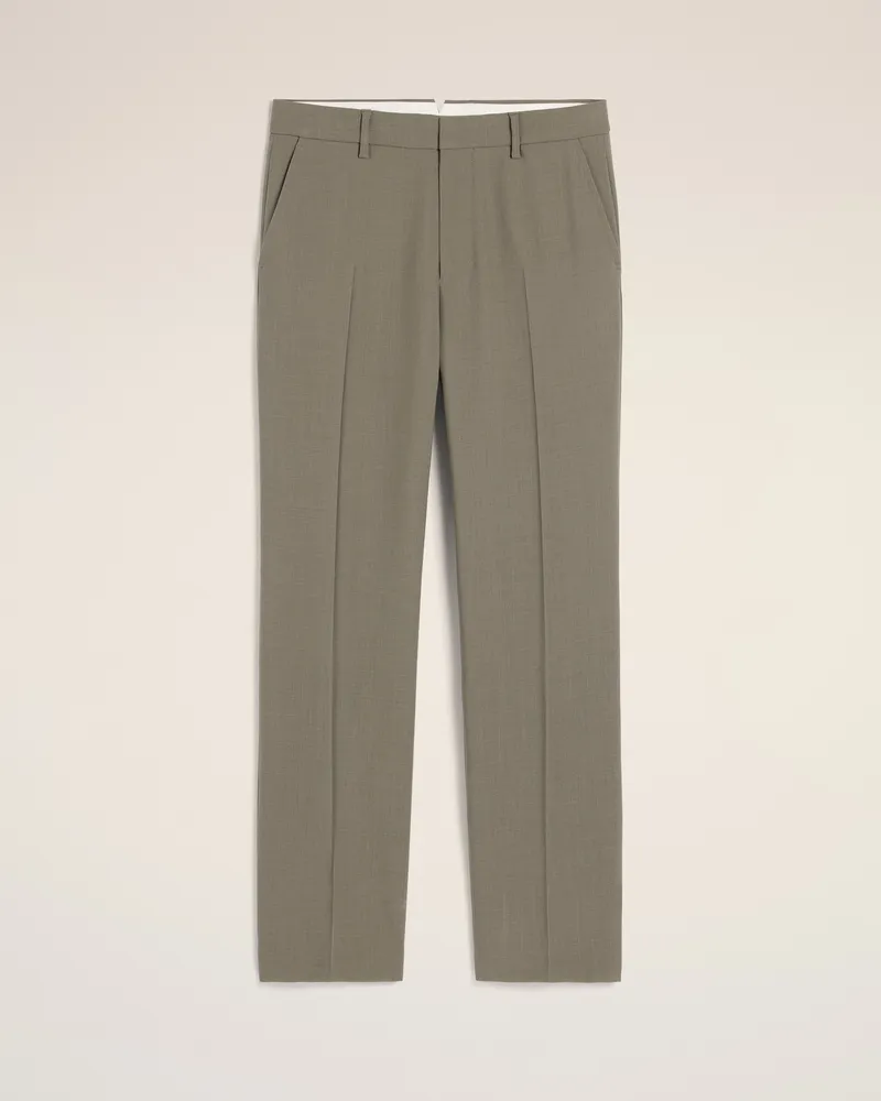 AMI Paris Taupefarbene Wollhose mit gerader Passform Grau