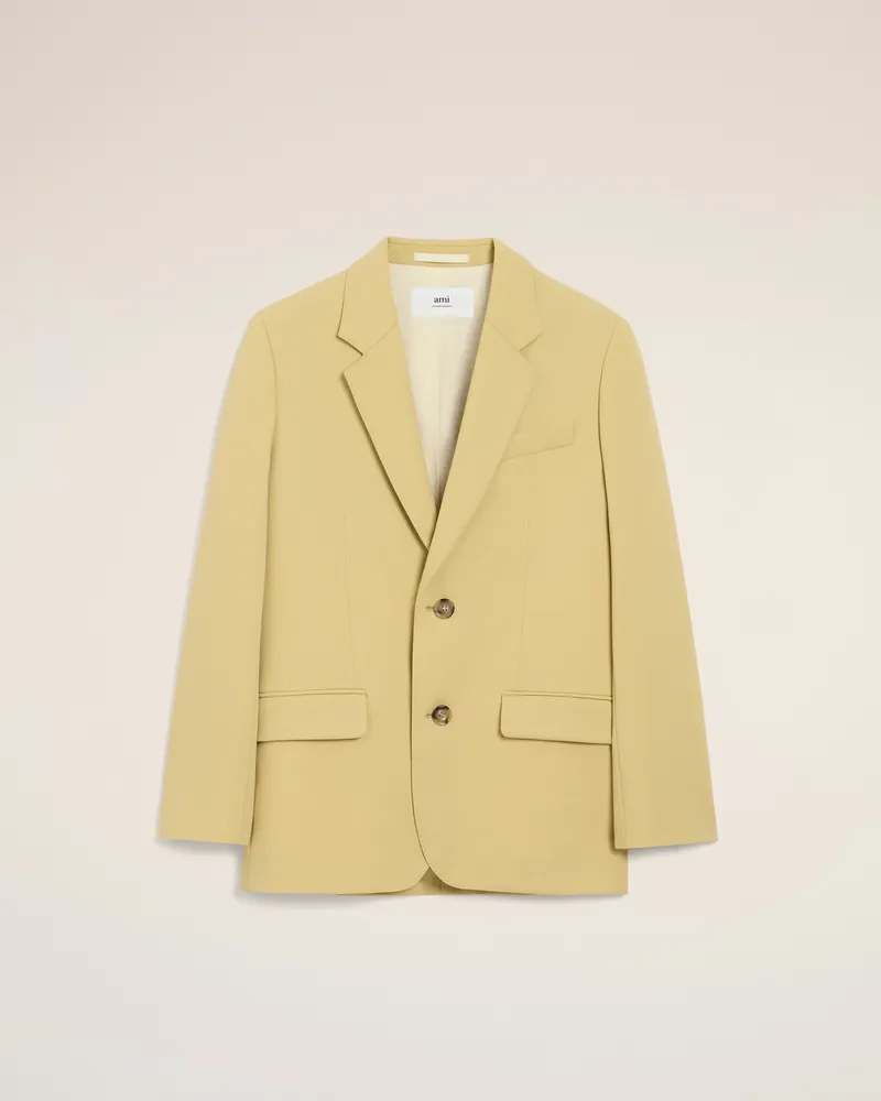 AMI Paris Lockerer einreihiger Blazer aus grüner Wolle Gelb für Damen Lime