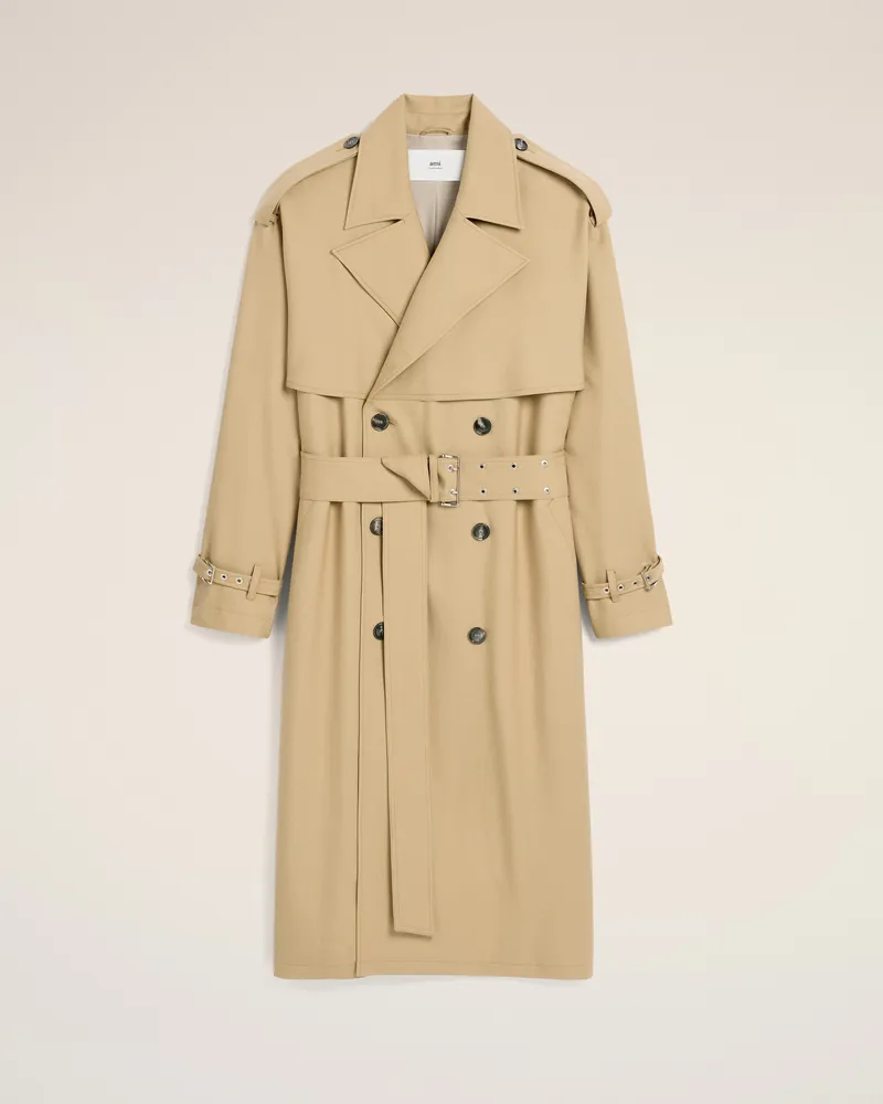 AMI Paris Trenchcoat aus Wolle in Beige Beige - Größe für Herren Sand