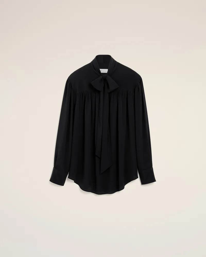 AMI Paris Lavallière-Bluse aus schwarzem Seidengemisch Schwarz - Größe für Damen Schwarz