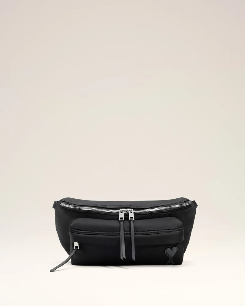 AMI Paris Marcel Gürteltasche aus schwarzem Nyloncanvas Schwarz Unisex Schwarz