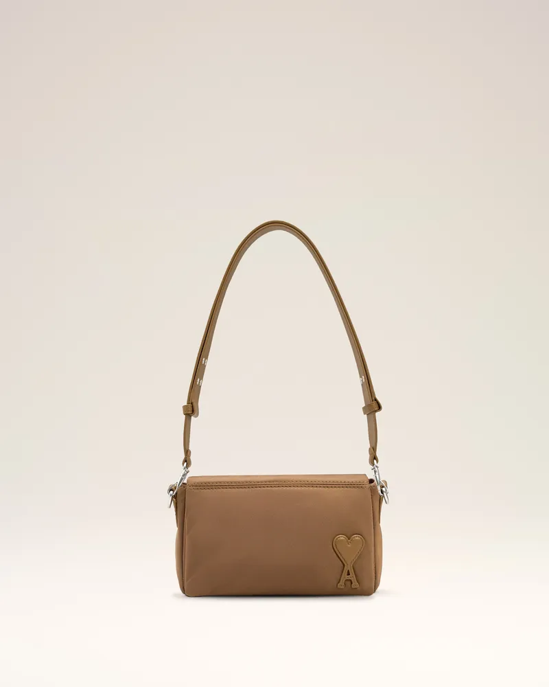 AMI Paris Marcel Lunchbox-Bag aus braunem Nyloncanvas Grau Unisex Hazelnut