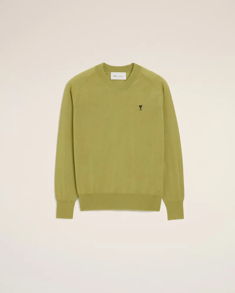 AMI Paris Grüner Ami De Coeur Pullover mit Rundhalsausschnitt Grün für Herren Matcha