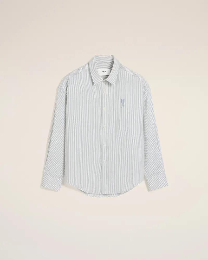AMI Paris Boxy-Fit-Hemd aus blauer Baumwolle Weiß für Herren Weiss