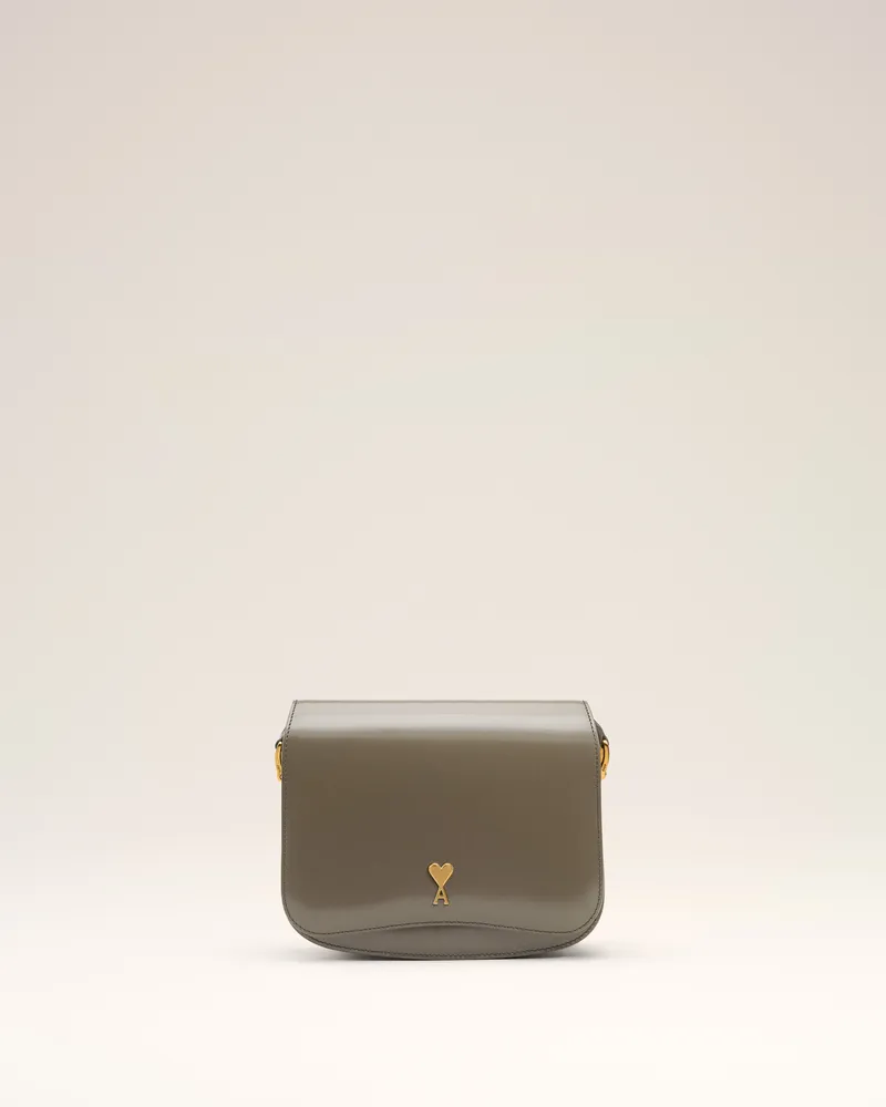 AMI Paris Paris Paris Tasche aus glasiertem Leder in Grau Grau Unisex Carbon