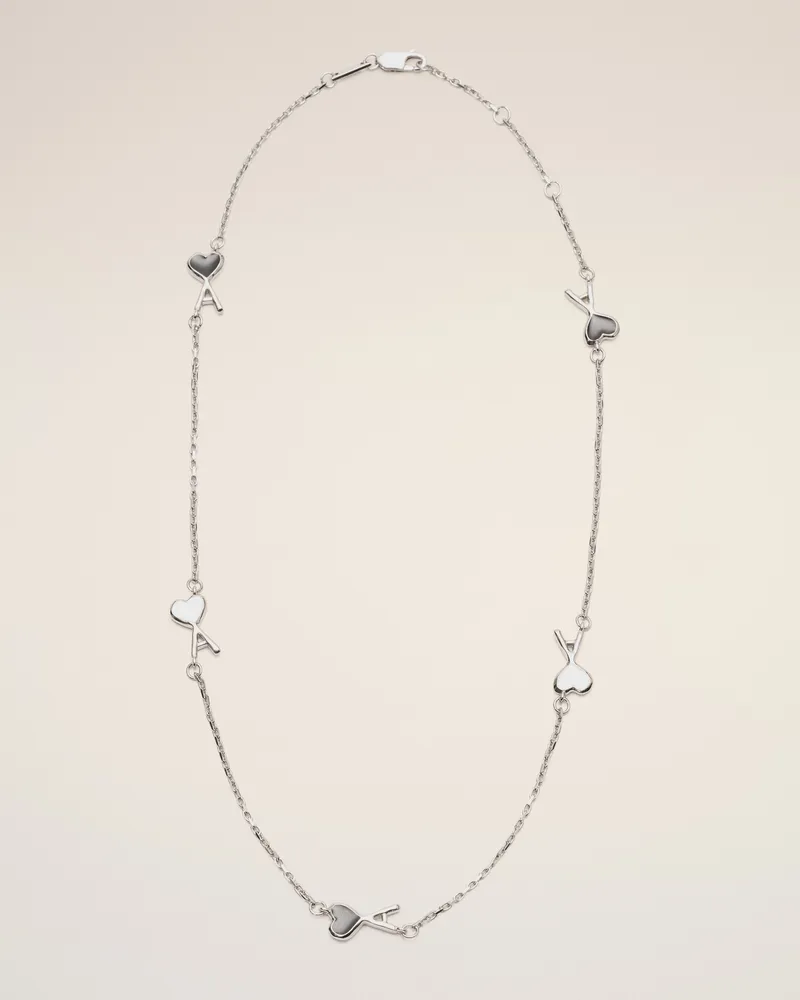 AMI Paris Ami de Coeur Halskette aus silberfarbenem Messing mit Hammerschlag Mehrfarbig - Größe Unisex Silber