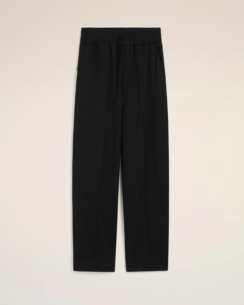 AMI Paris Schwarze Wollhose mit elastischem Bund Schwarz - Größe Unisex Schwarz