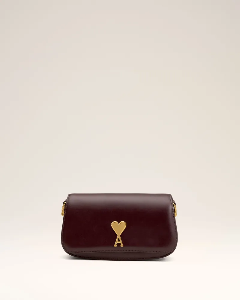 AMI Paris Paris Paris Schultertasche aus Leder in Burgundy Rot Unisex Eggplant