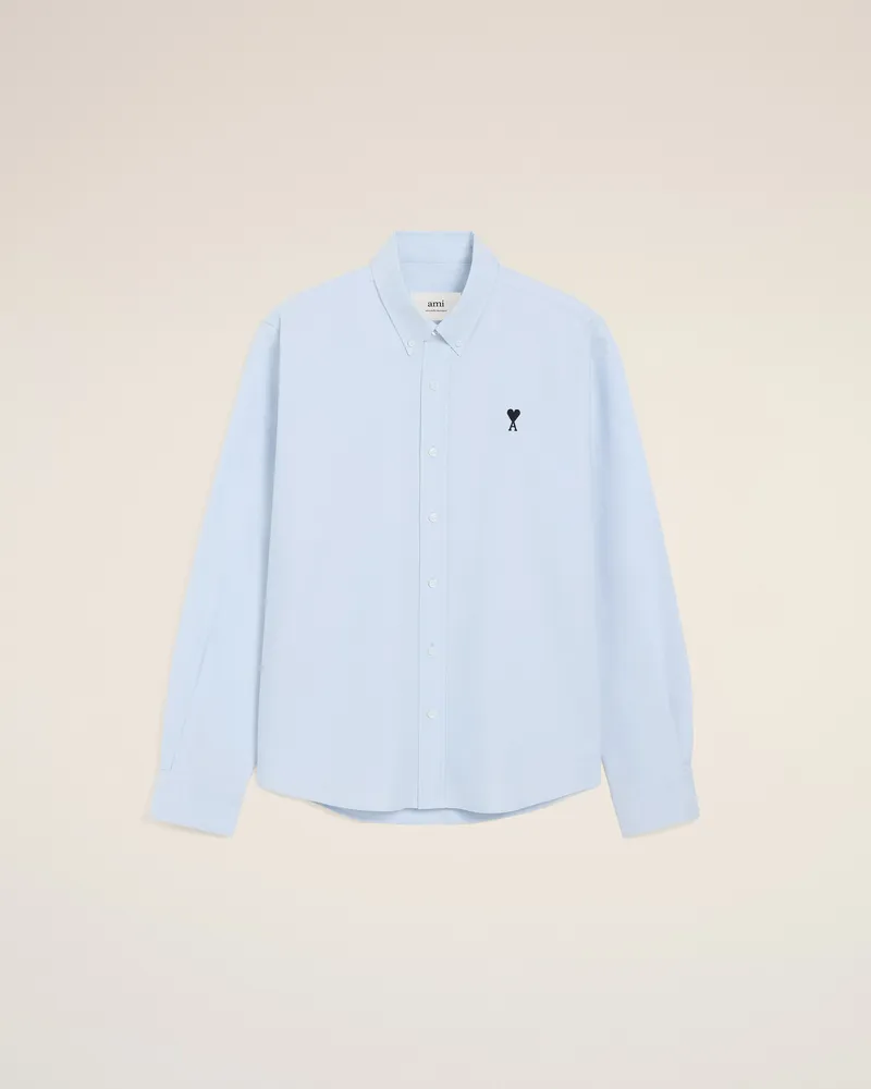 AMI Paris Blaues Ami De Coeur Oxford-Hemd aus Baumwolle Blau für Herren Himmelblau