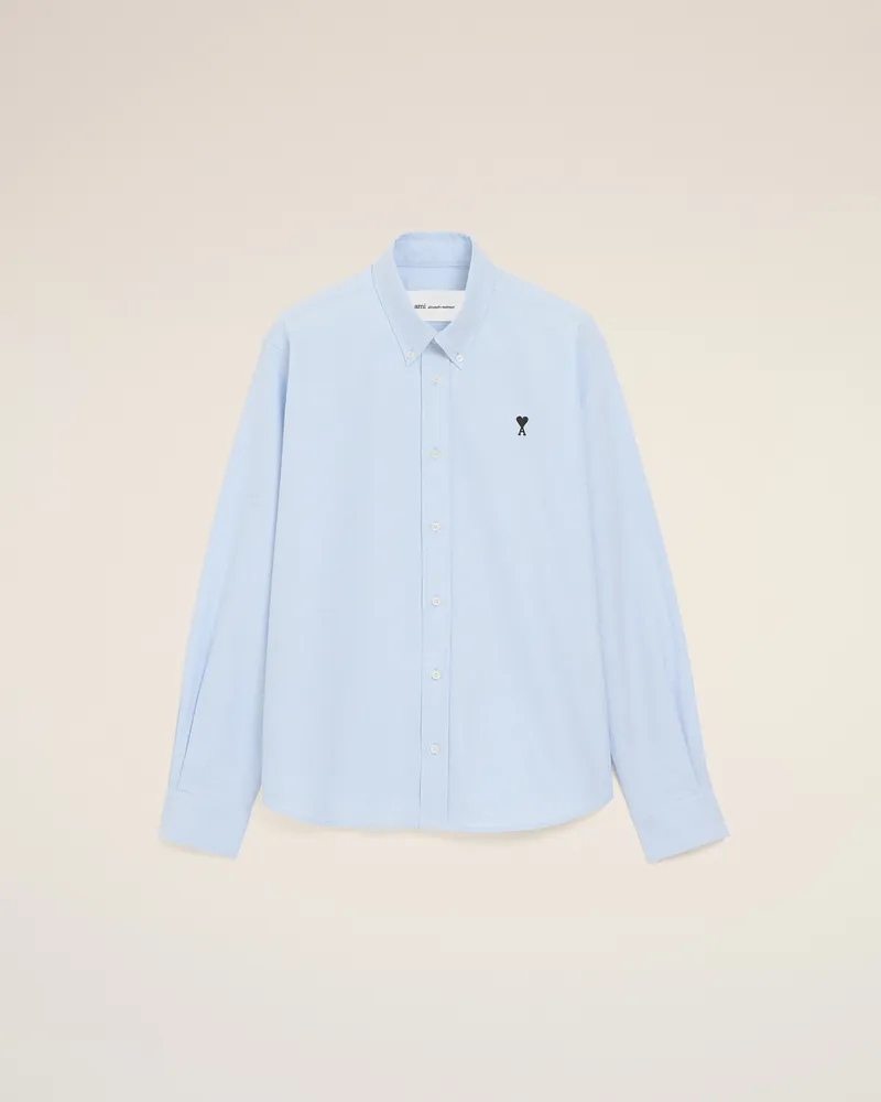 AMI Paris Blaues Ami De Coeur Oxford-Hemd aus Baumwolle Blau für Herren Himmelblau