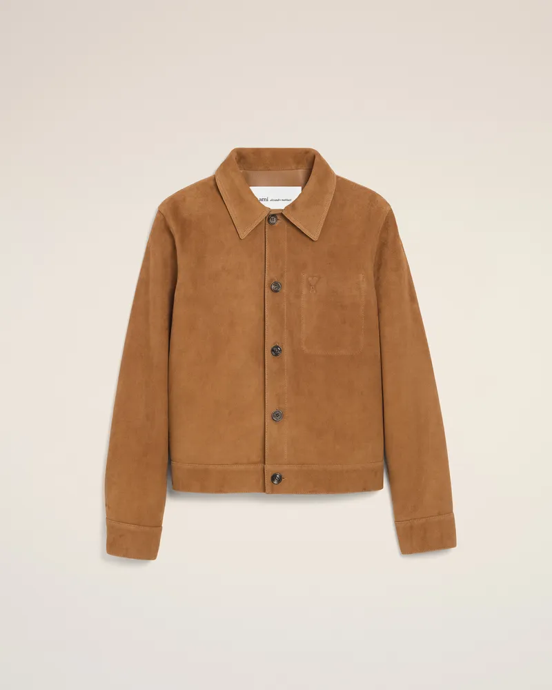 AMI Paris Braune Ami De Coeur Ziegenlederjacke mit Knöpfen Braun für Herren Caramel