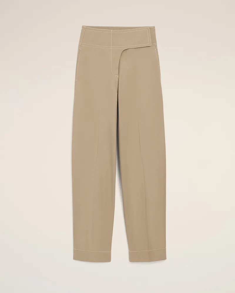 AMI Paris Beigefarbene Baumwollhose mit Gürtel Beige für Damen Taupegrau