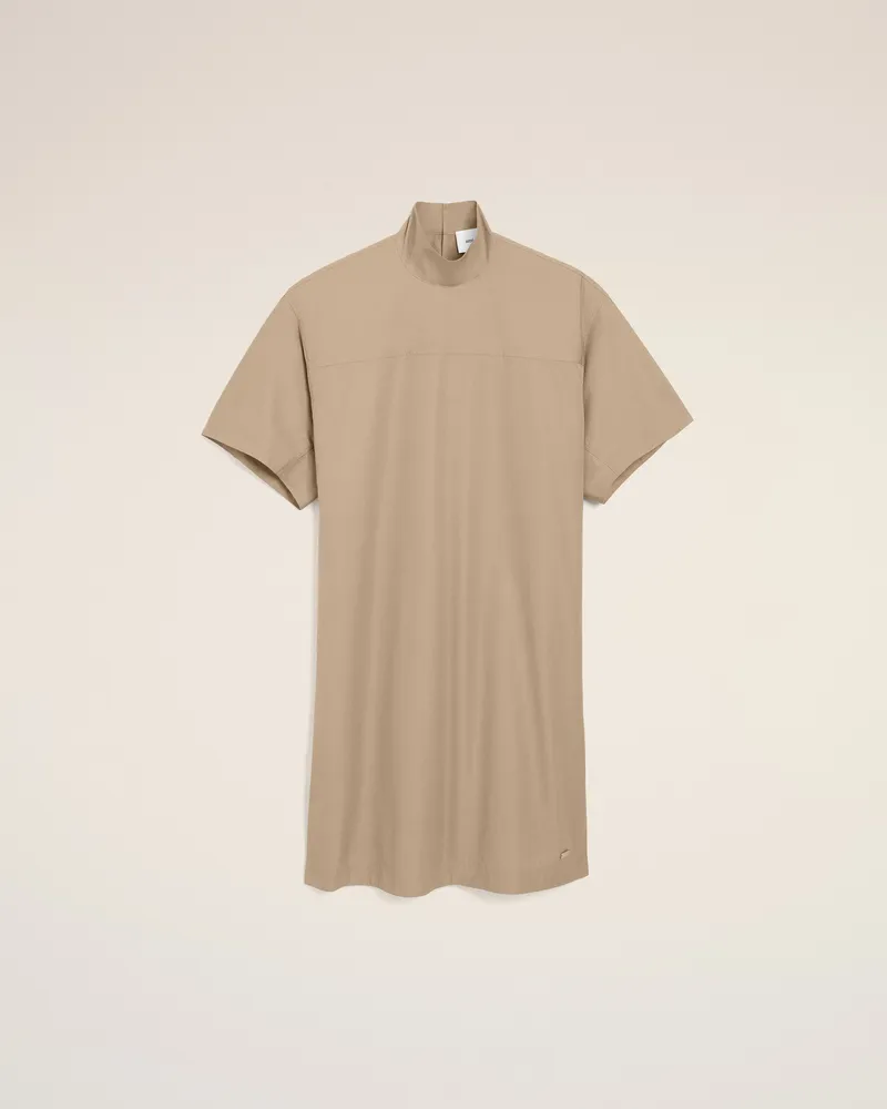 AMI Paris Beiges Baumwollkleid mit Stehkragen und Knöpfen Beige für Damen Taupegrau