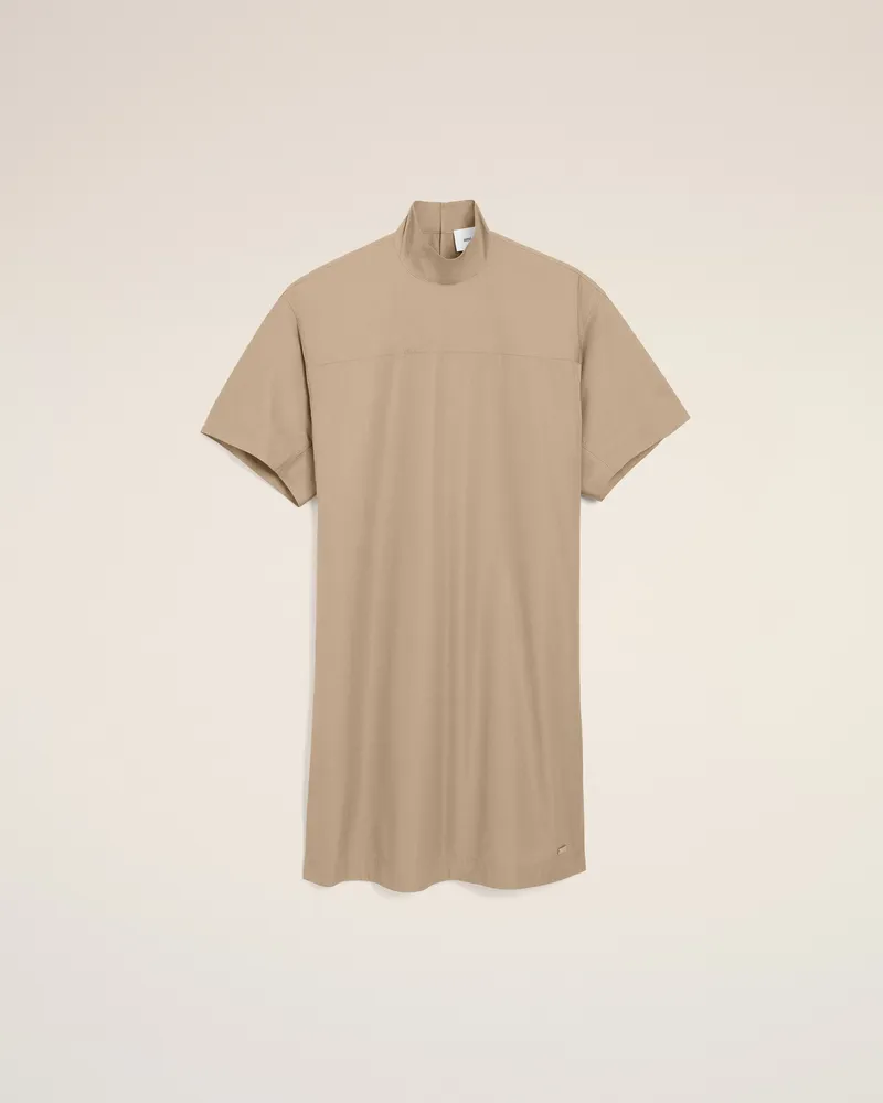 AMI Paris Beiges Baumwollkleid mit Stehkragen und Knöpfen Beige für Damen Taupegrau