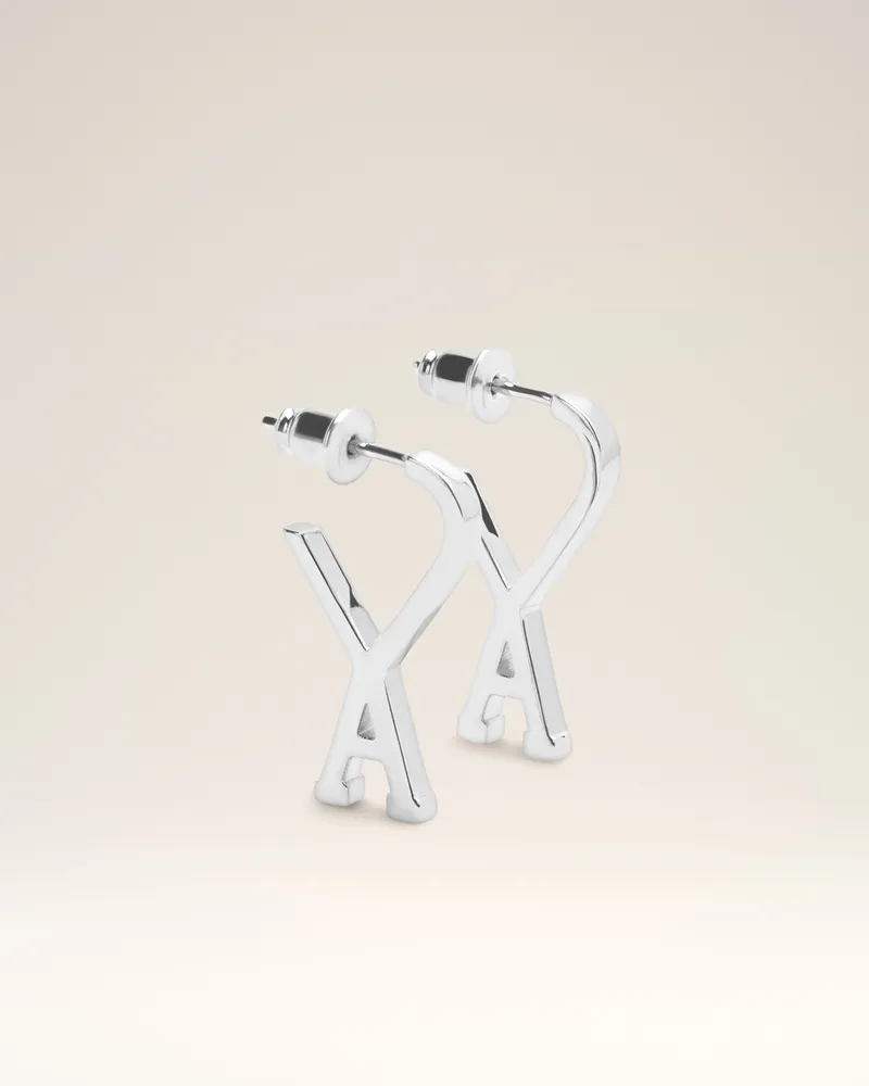 AMI Paris Kleine Ami De Coeur Ohrringe aus Metall in Silber- und Messingfarben Grau Unisex Silber