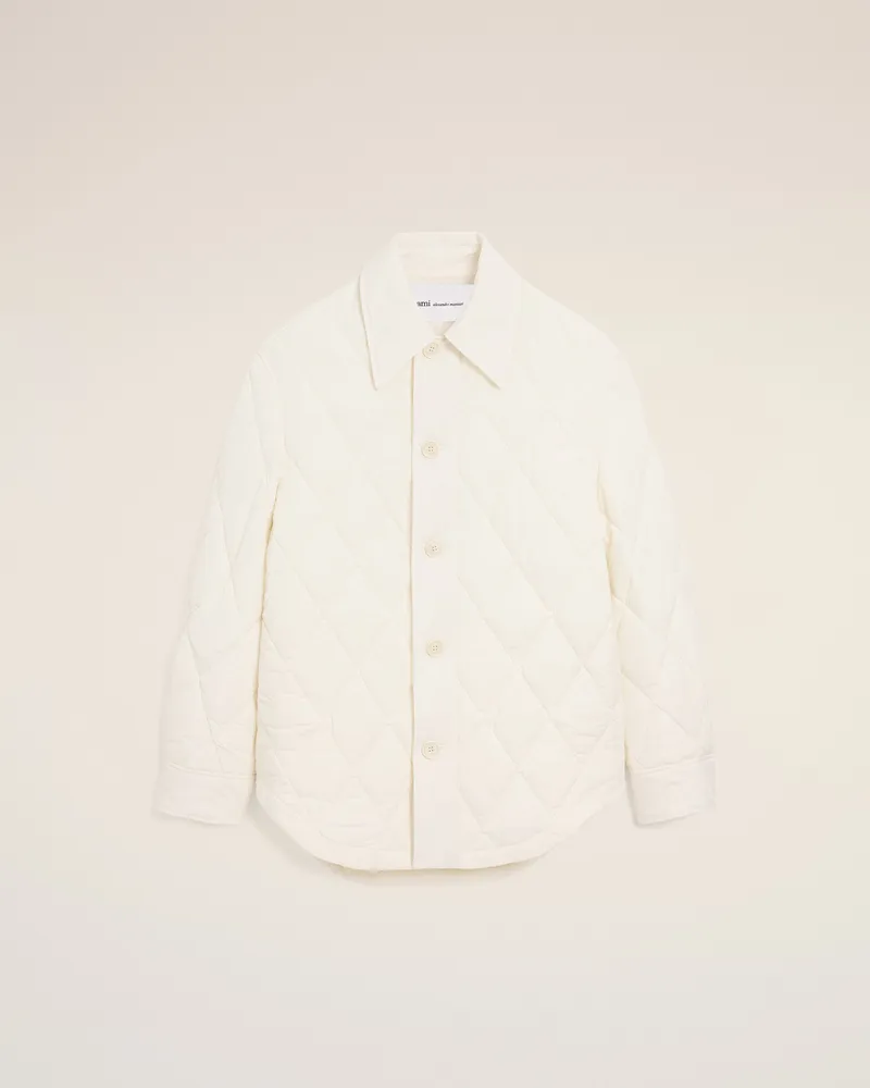 AMI Paris Geknöpfte Jacke aus weissem Nylon wattiert Weiß Unisex Weiss