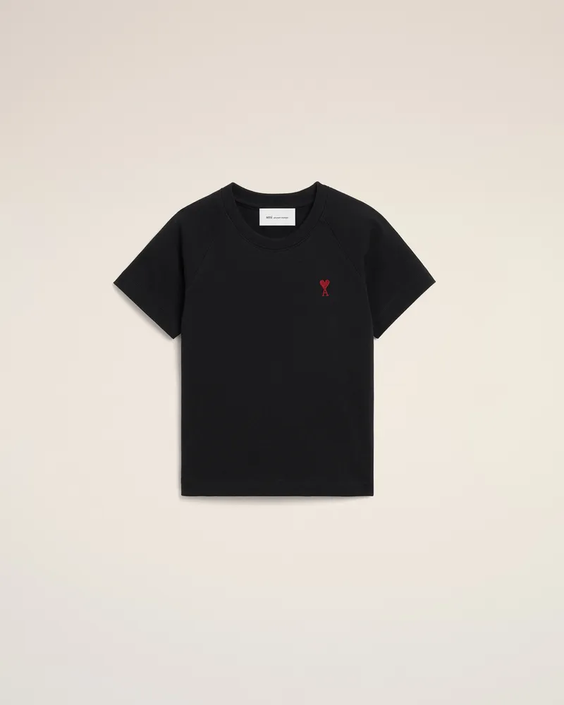 AMI Paris Ami de Coeur T-Shirt aus schwarzer Baumwolle Schwarz Unisex Schwarz