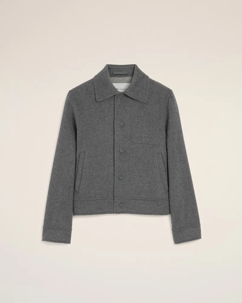 AMI Paris Grauer Blouson aus Wolle und Kaschmir mit Knöpfen Grau - Größe für Damen Kohlenstoffgrau