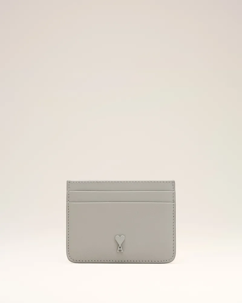 AMI Paris Kartenetui Ami De Coeur aus grauem Rindsleder Grau Unisex Grau