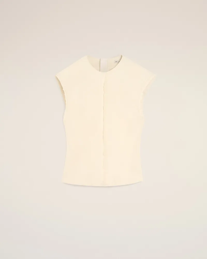 AMI Paris Weißes ärmelloses Top mit unversäuberten Kanten Weiß für Damen Ivory