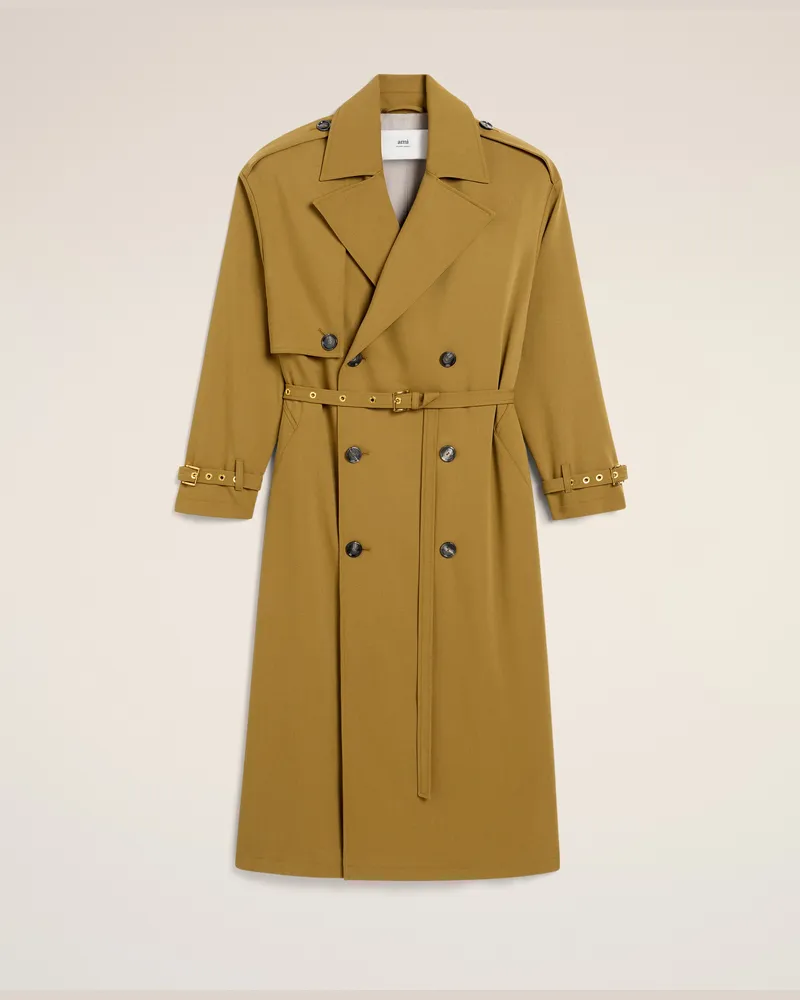 AMI Paris Trenchcoat aus Wolle in Mustard Braun - Größe für Damen Havana