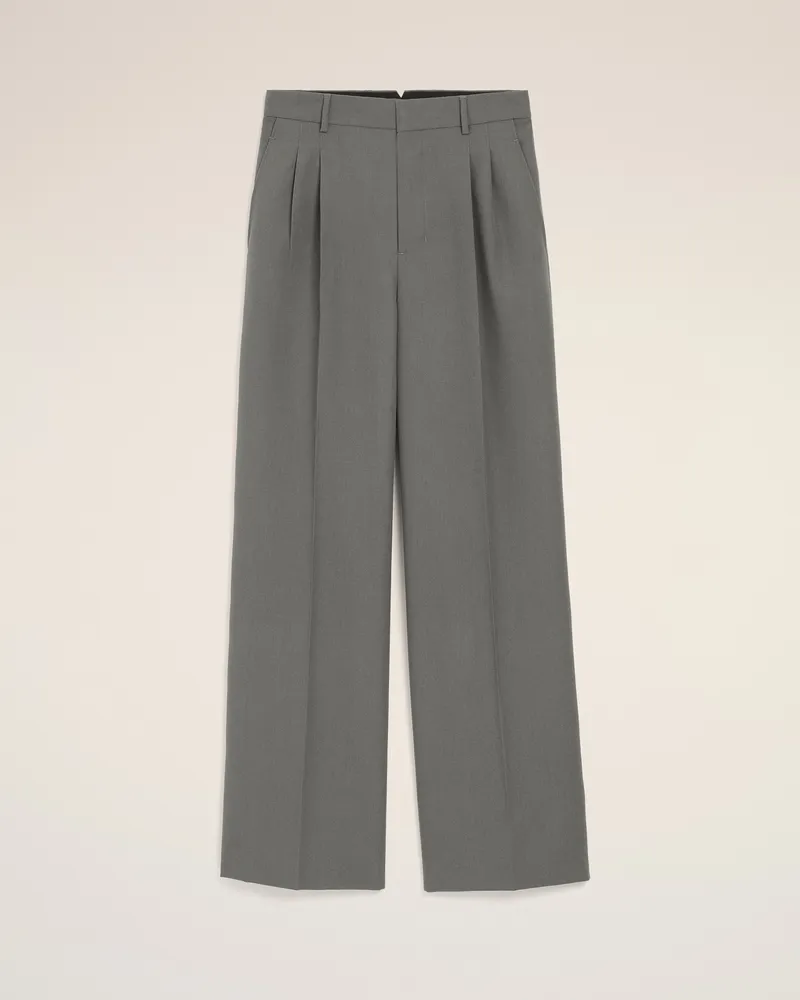 AMI Paris Graue Hose aus Schurwolle mit niedriger Taille und weitem Bein Grau für Herren Carbon