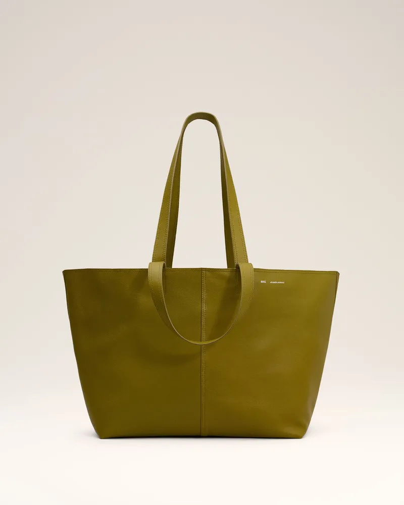 AMI Paris Midi Tote Bag aus Leder in Khaki Grün Unisex Lichen
