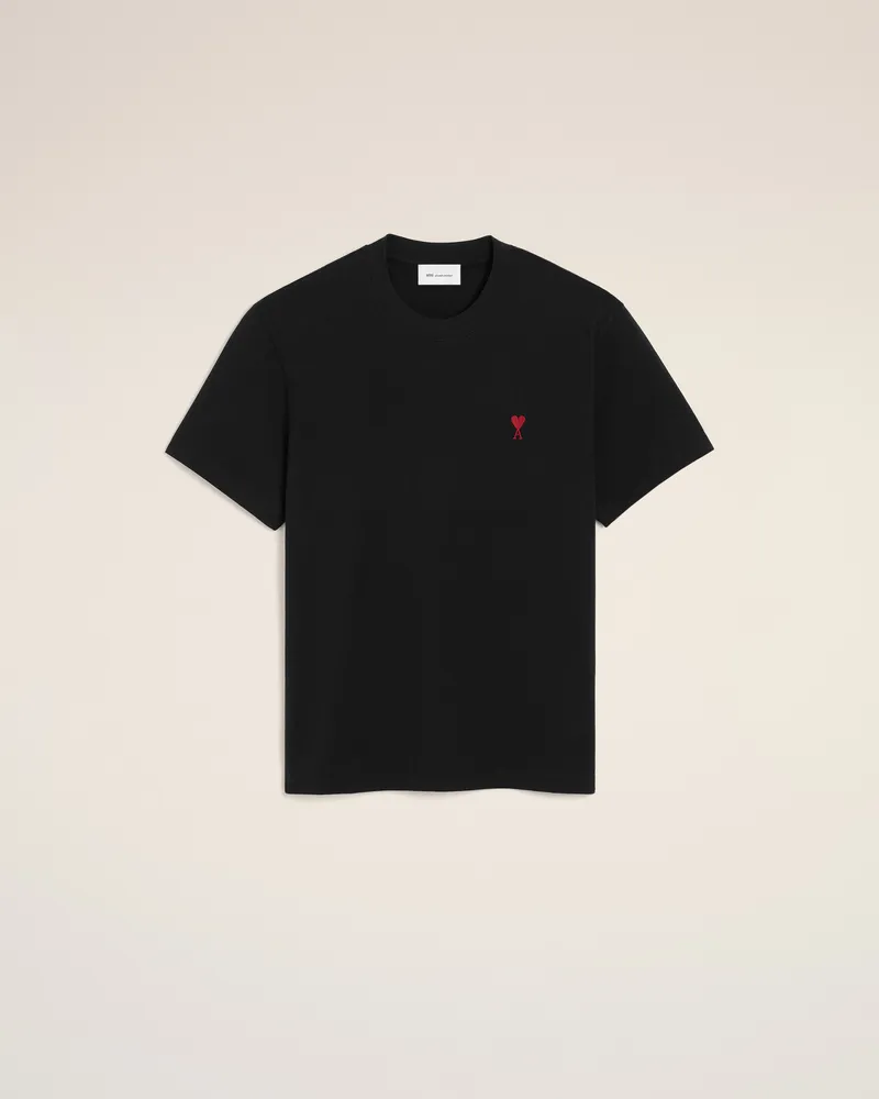 AMI Paris Ami de Coeur T-Shirt aus schwarzer Baumwolle Schwarz Unisex Schwarz