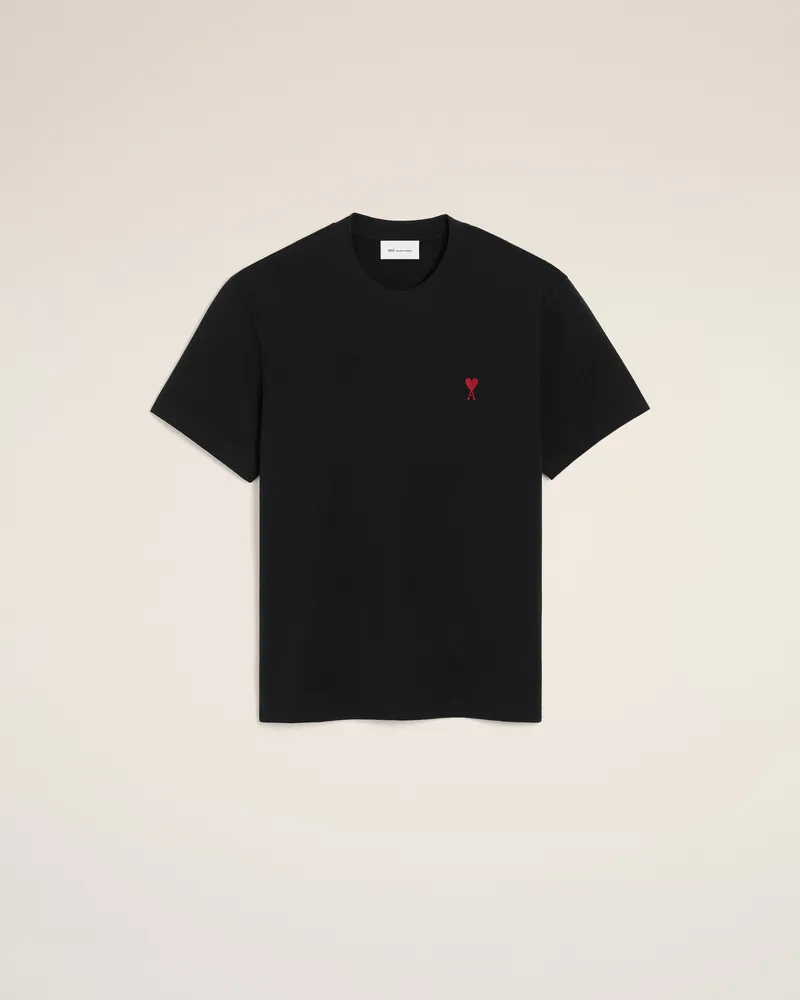 AMI Paris Ami de Coeur T-Shirt aus schwarzer Bio-Baumwolle Schwarz Unisex Schwarz