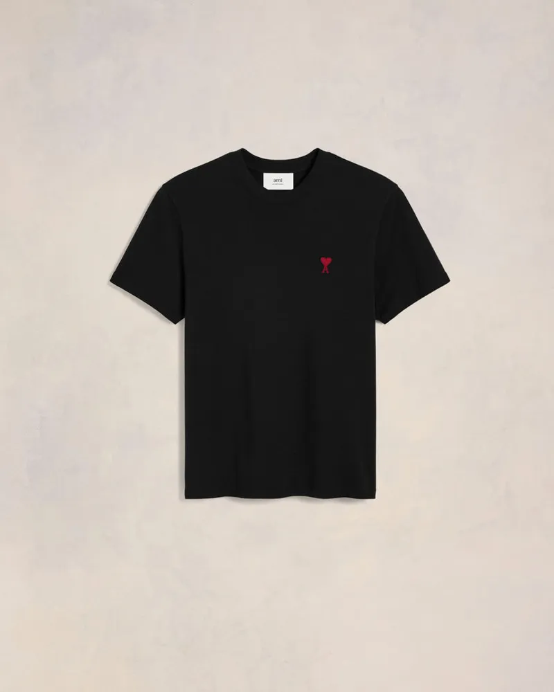 AMI Paris Ami de Coeur T-Shirt aus schwarzer Bio-Baumwolle Schwarz Unisex Schwarz