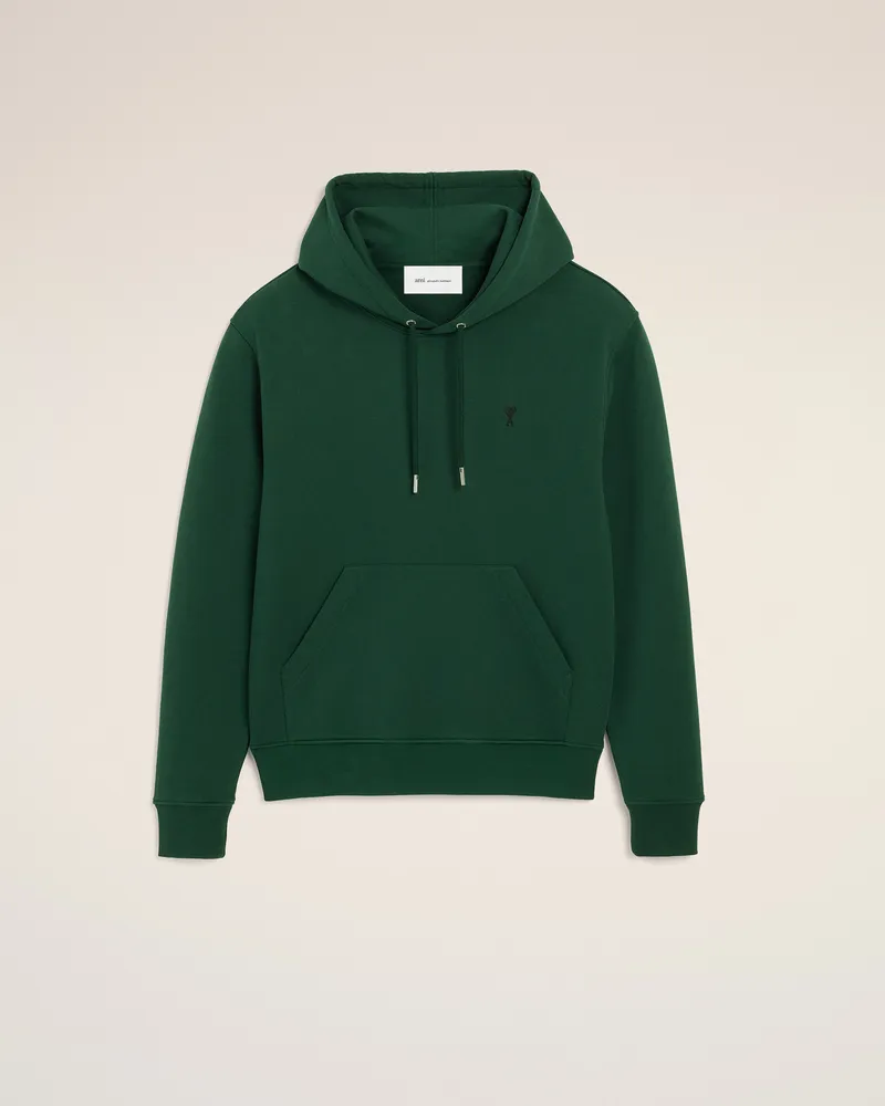 AMI Paris Ami de Coeur Hoodie aus grünem Baumwollstoff Grün für Herren Flaschengrün
