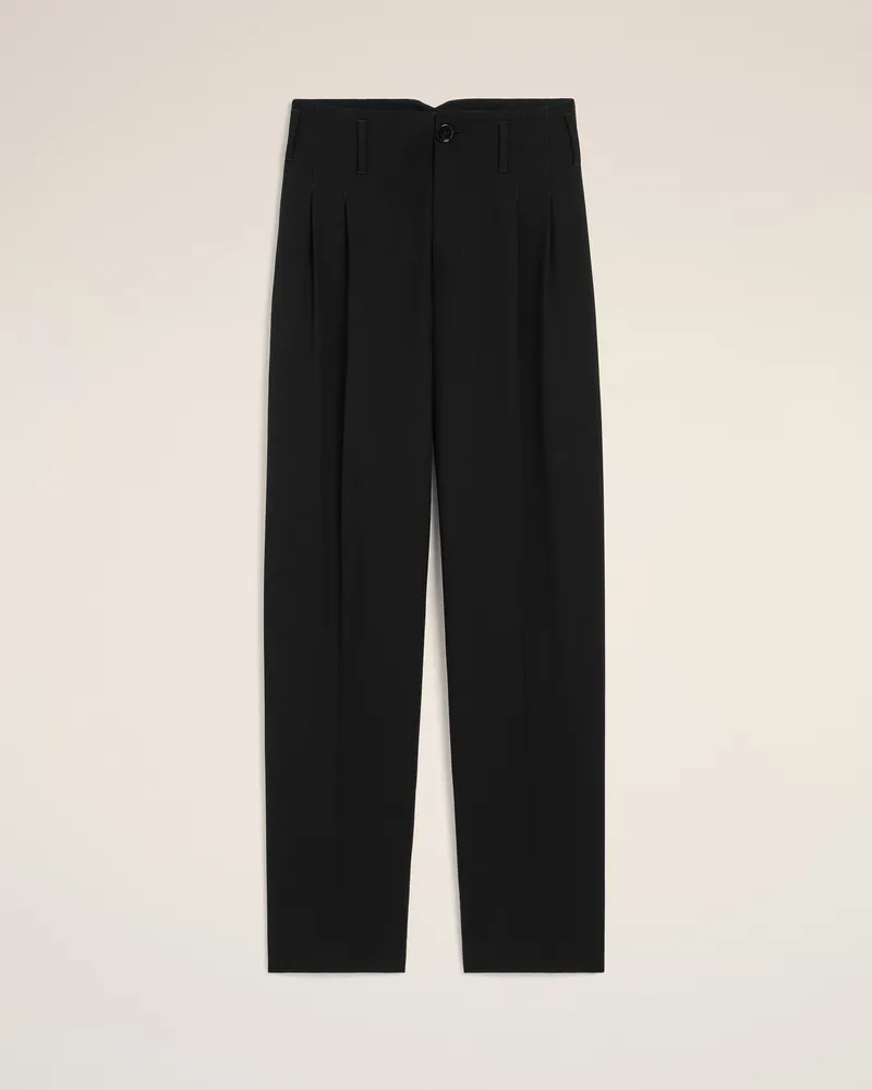AMI Paris Schwarze Wollhose mit zwei Falten Schwarz für Damen Schwarz