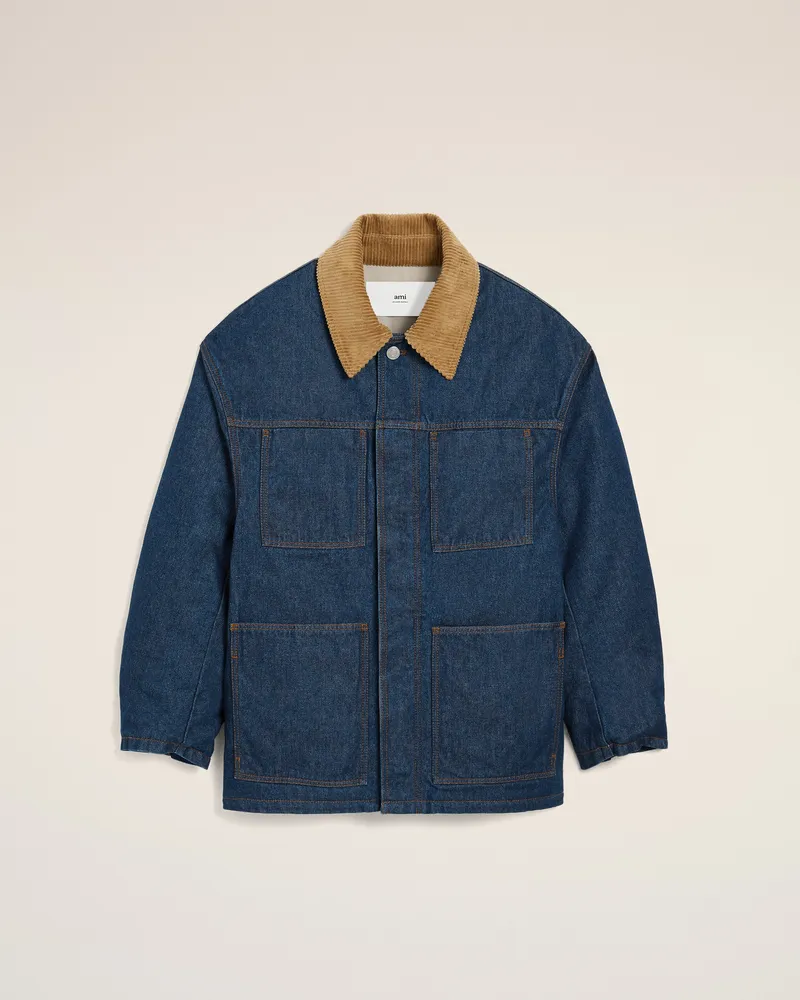 AMI Paris Gepolsterte Worker-Jacke aus Baumwolle in Blau Blau Unisex Indigo