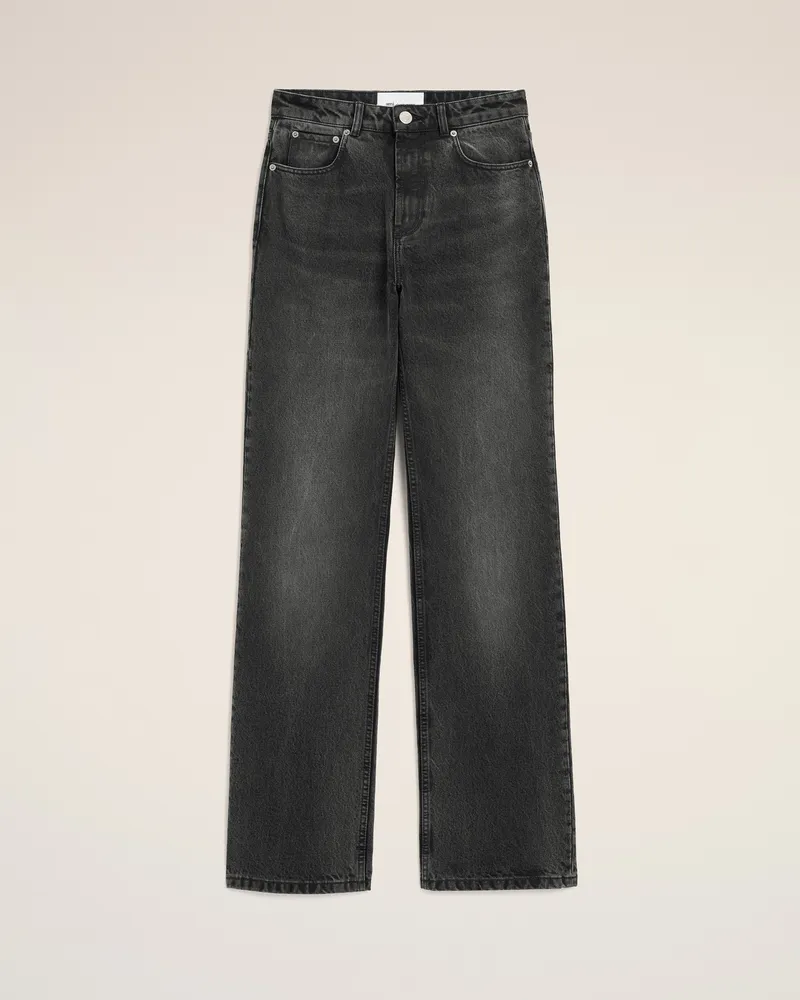 AMI Paris Large-Fit-Jeans aus schwarzer Baumwolle Grau für Damen Used