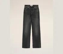 Large-Fit-Jeans aus schwarzer Baumwolle Grau für Damen