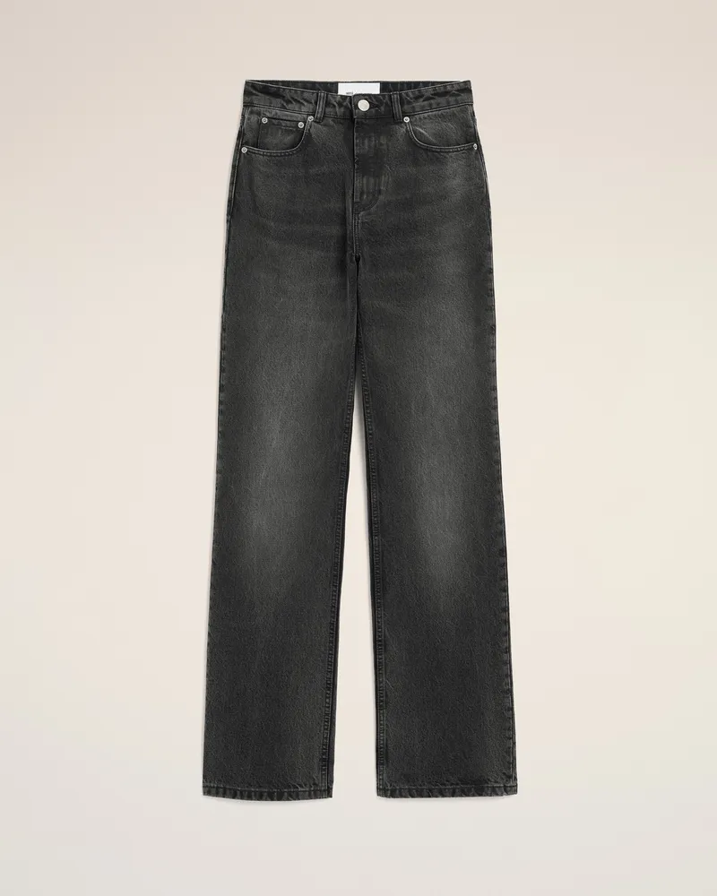 AMI Paris Large-Fit-Jeans aus schwarzer Baumwolle Grau für Damen Used
