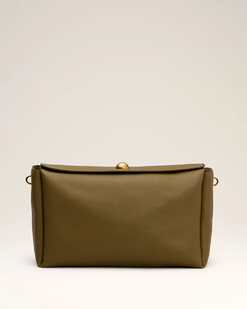 AMI Paris Khakifarbene, große Carrousel Tasche aus Leder Grün Unisex Khaki