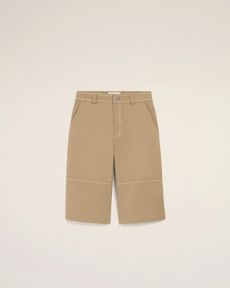 AMI Paris Beigefarbene Worker-Bermudashorts aus Baumwolle Beige für Herren Taupegrau