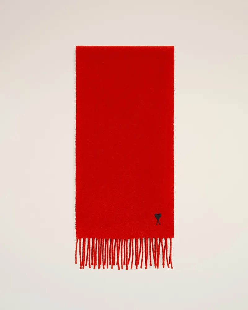 AMI Paris Ami de Coeur Schal aus roter Wolle Rot - Größe Unisex Rubinrot