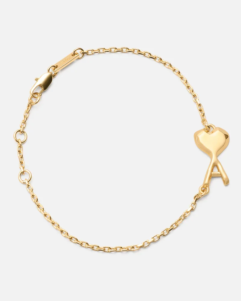 AMI Paris Armband Ami De Coeur aus dünnem, gehämmertem goldfarbenem Messing Gelb Unisex Gold