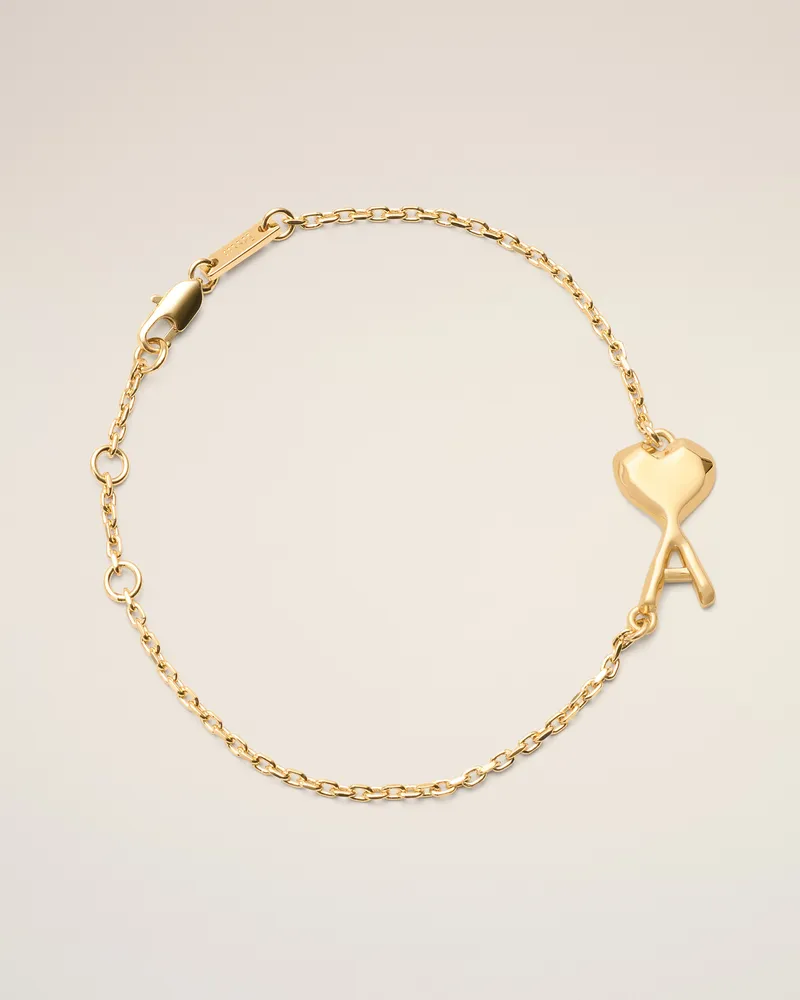 AMI Paris Armband Ami De Coeur aus dünnem, gehämmertem goldfarbenem Messing Gelb Unisex Gold