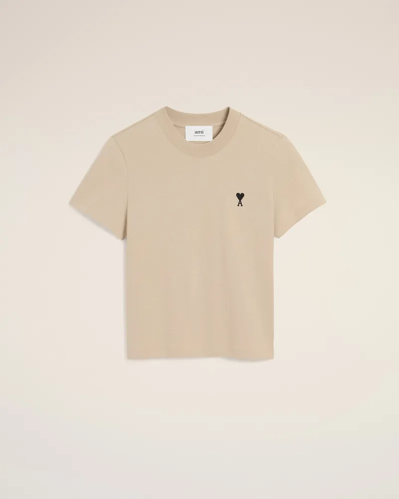 AMI Paris Gekürztes Ami de Coeur T-Shirt aus Baumwolle in Beige Beige für Damen Weiss